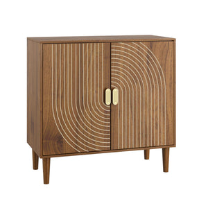 Line Groove Buffet Cabinet with Ample Storage - Brown