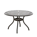 Tranquilius - Outdoor Round Dining Table With Lattice Tabletop, Umbrella Hole And Curved Legs