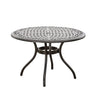 Tranquilius - Outdoor Round Dining Table With Lattice Tabletop, Umbrella Hole And Curved Legs