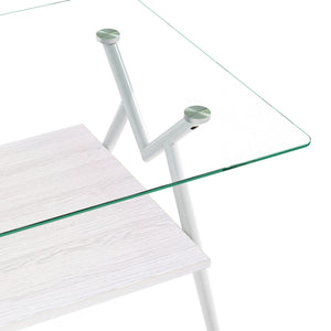 Rectangle Coffee Table With Tempered Glass Top And Shelf