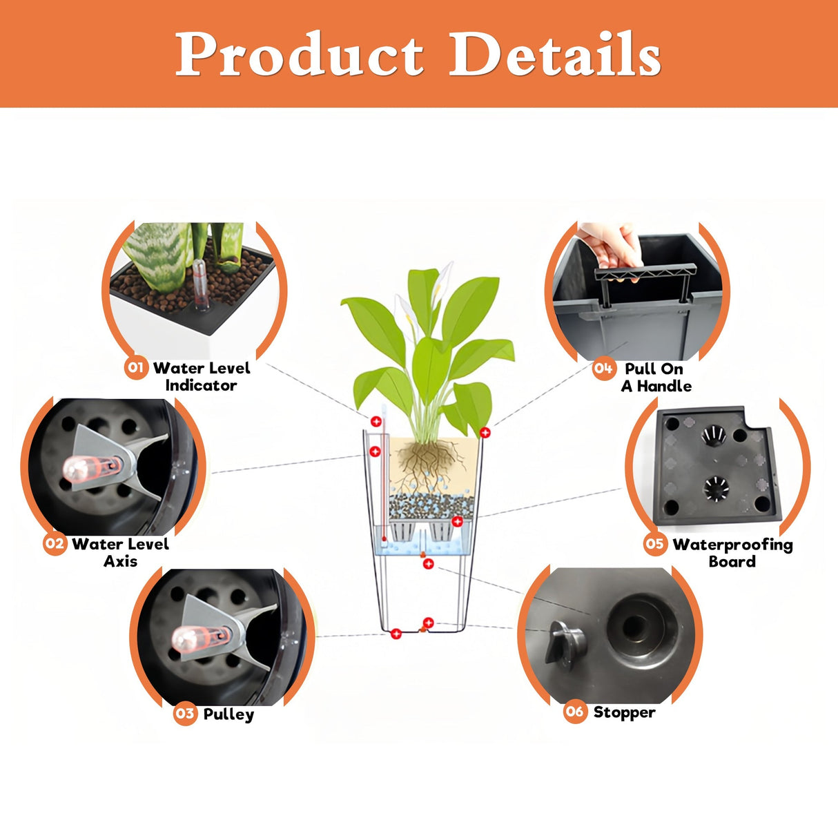 Pack of 2 Square Planters with Automatic Watering System - 22 Inch