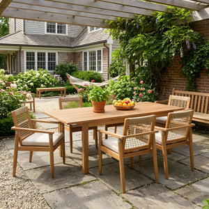 7 Pieces Acacia Wood Outdoor Dining Set with Cushions
