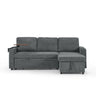 Multi Functional Pull Out Bed Sofa With Retractable Table, LED Lighting, USB Charging Ports & Cup Holders