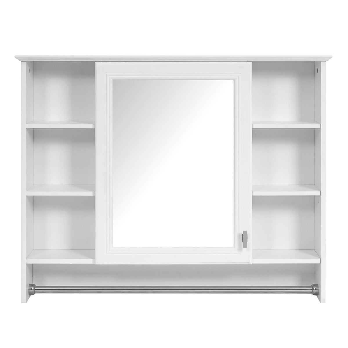 Modern Wall Mounted Mirror Cabinet with Adjustable Shelf - White or Black