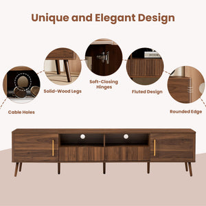 TV Stand For TVs Up To 85" With Soft-Close Doors, Open Shelf, Cable Management - Walnut