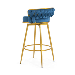 Modern Low Back Upholstered Counter Height Bar Stools (Set of 2)