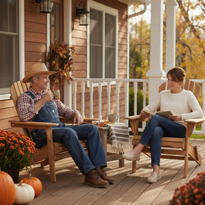 Outdoor Wooden Folding Adirondack Chair Set of 2