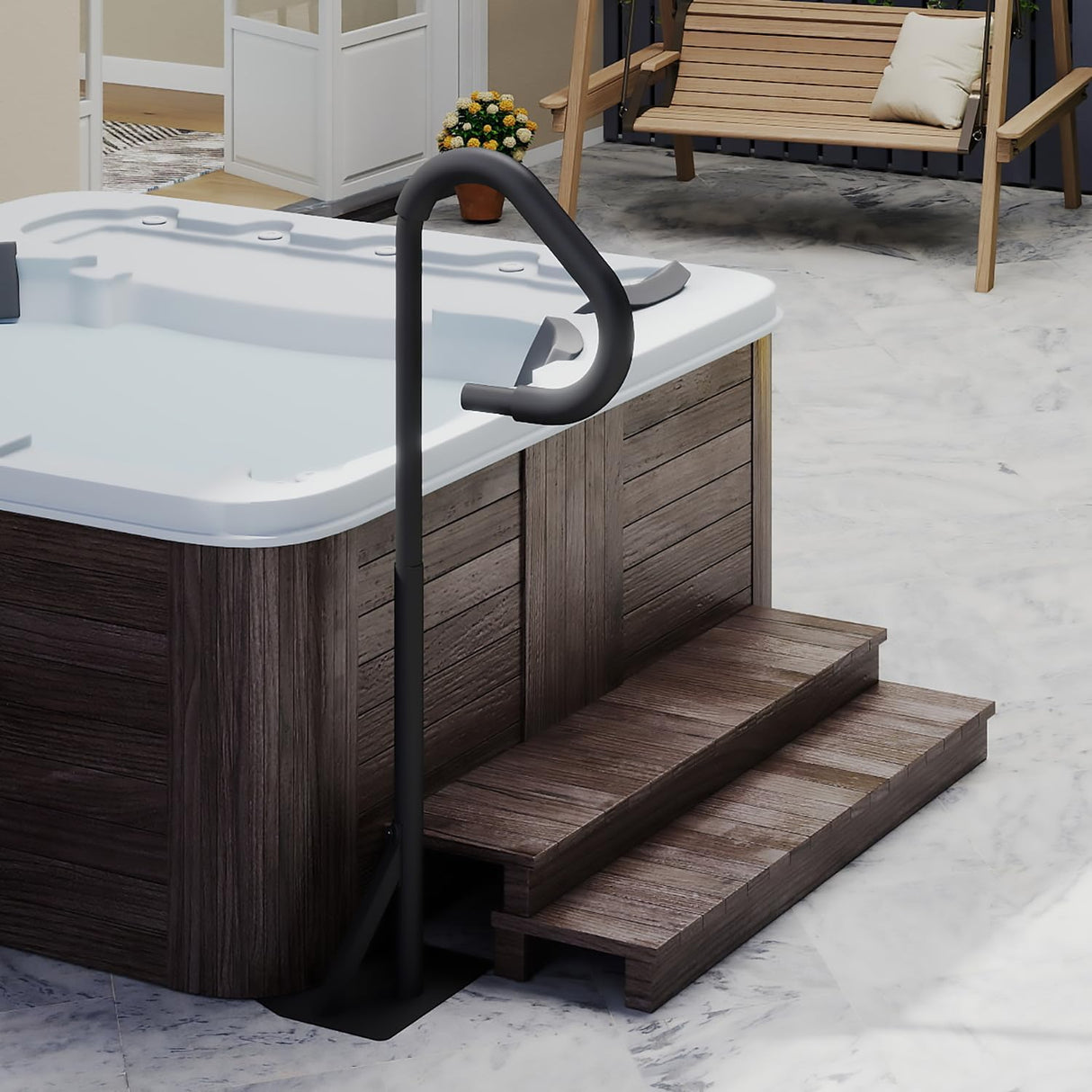 Hot Tub Handrail With Adjustable Height and 360° Swivel