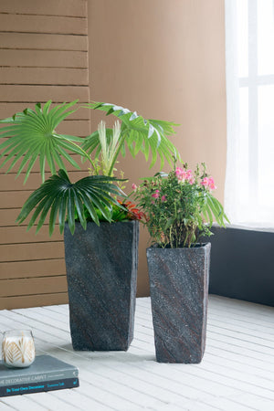 9.4x9.4x18.1" Cement Planter Large