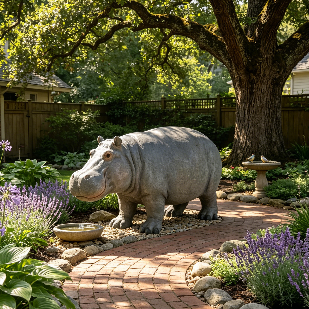12.6'' Weather Resistant Hippopotamus Garden Statue