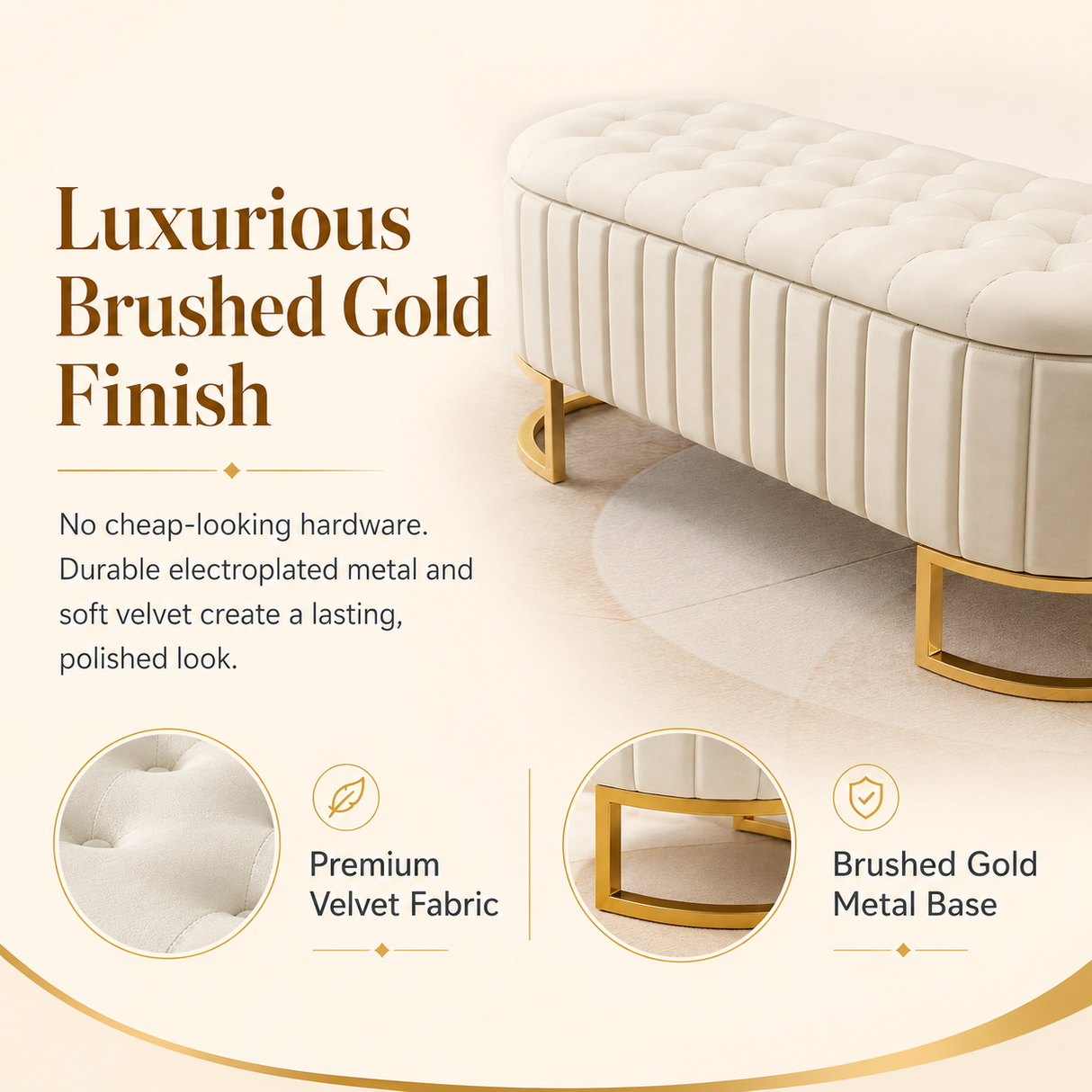 Elegant Upholstered Velvet Storage Ottoman
