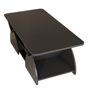 Geometric Engineered Coffee Table With Rounded Corners With Open Shelves
