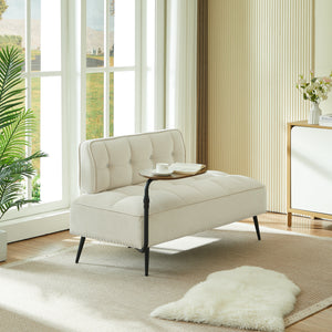 54-Inch Modern Two-Seater Velvet Sofa with Rotating Side Table