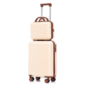 14'/20' 2-Piece ABS Spinner Wheel Luggage Set (Beige)