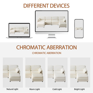 136" Plush Cloud 3-seater Sofa: Modular Design with Footstools