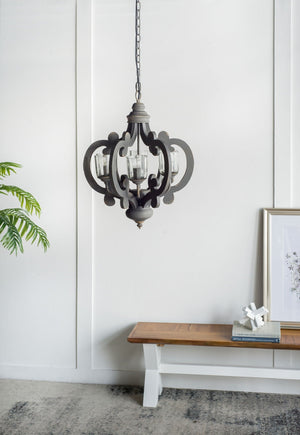 Farmhouse 6-Light Wood Chandelier Pendant Light Fixture