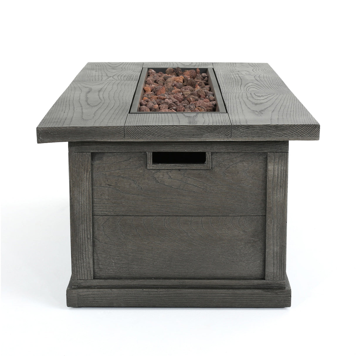 Transitional 56'' Rectangular Outdoor MgO Propane Fire Pit with Brown Wood Pattern