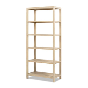 Ellis 71' Reclaimed Wood 5-Shelf Open Frame Bookcase, Light Natural Cerused Reclaimed Pine Wood