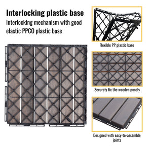 Interlocking Deck Tiles Striped Pattern, Waterproof Anti Mildew Brown