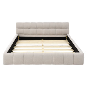 Modern Platform Bed Frame With Thick Fabric