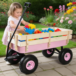 Outdoor Wagon All Terrain Pulling with Wood Railing