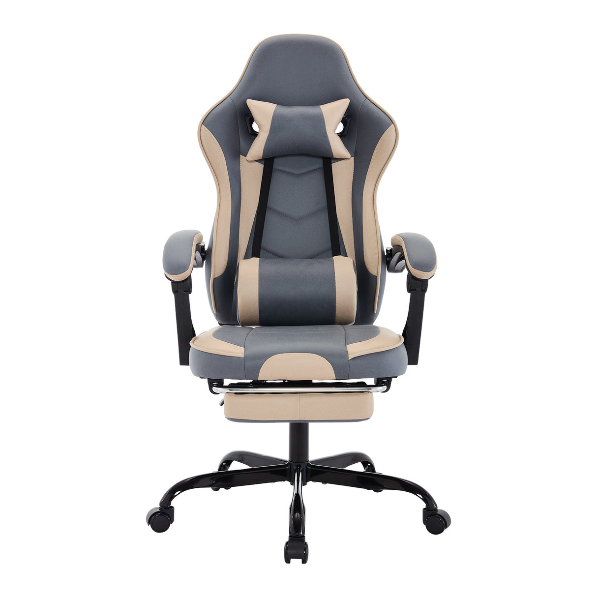 Gaming Chair with Footrest and Massage Lumbar Support