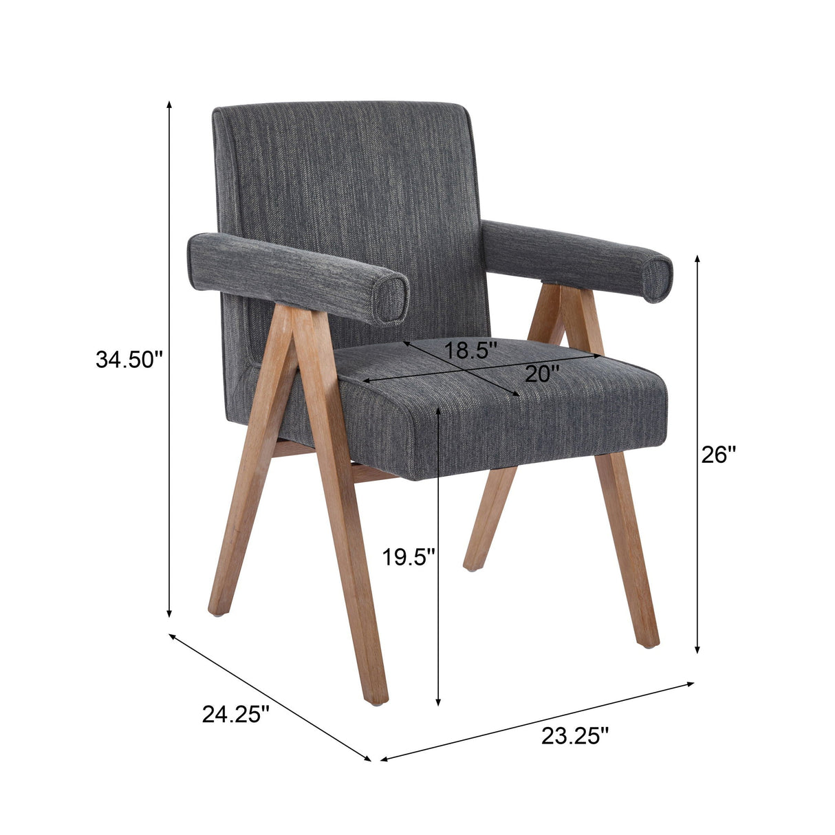 Contemporary Poppy Fabric Dining Armchair with Rubberwood Legs