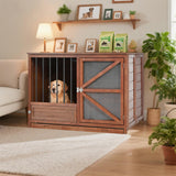 43' Solid Wood Dog Crate Furniture, Foldable Indoor Kennel