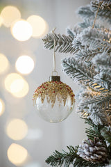 Clear with Gold Christmas Ball Ornaments,  Set of 6