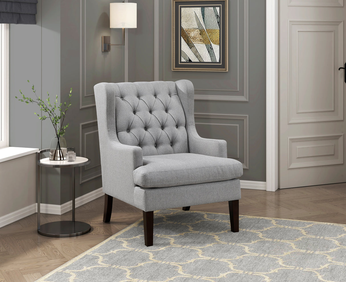 Button-Tufted Upholstered High Back Accent Chair