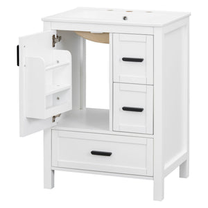 Bathroom Vanity With Sink, Soft-Close Doors, Double-Layer Shelf And 3 Drawers