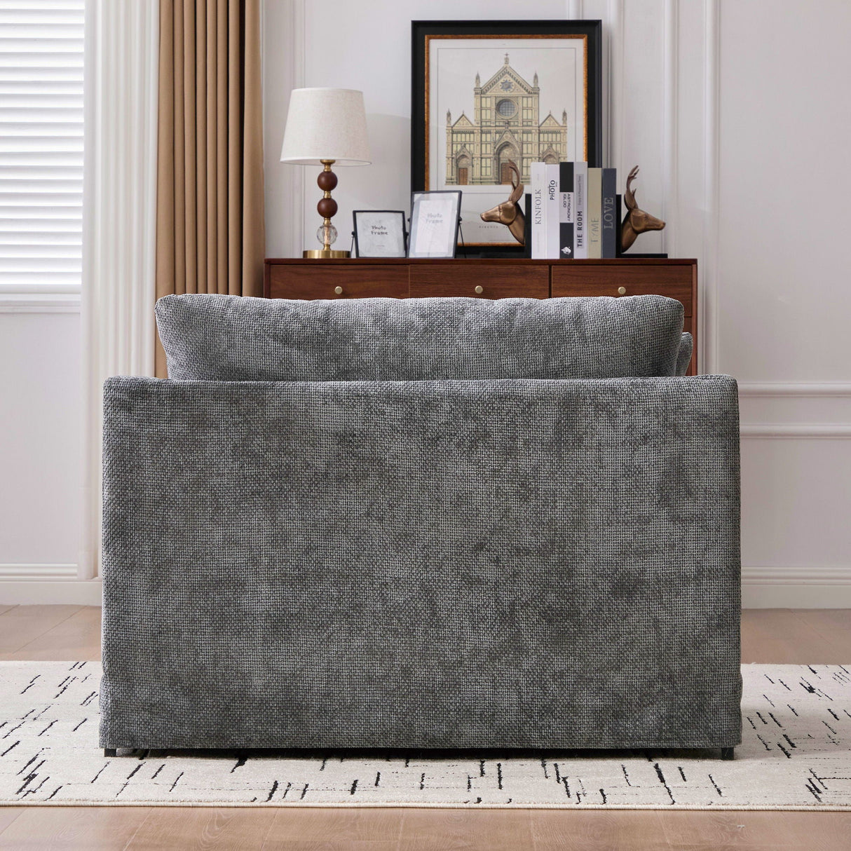 Farmhouse Accent Chair With 2 Bolster Pillows
