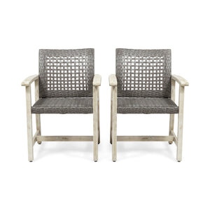 Outdoor Dining Chair Acacia Wood Frame (Set of 2)