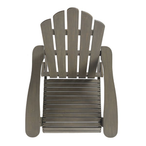 Outdoor Foldable Adirondack Chair With Hand Crafted Details - Gray