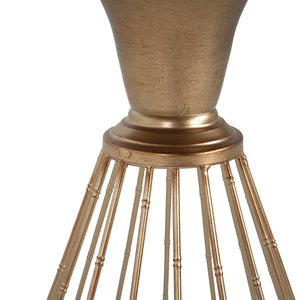 Hollow Edge Retro Art Pine Side Table with Antique Gold and Natural Color