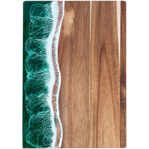 Acacia Wood Resin Wave Cutting Board Ocean River Serving Tray 46x23cm
