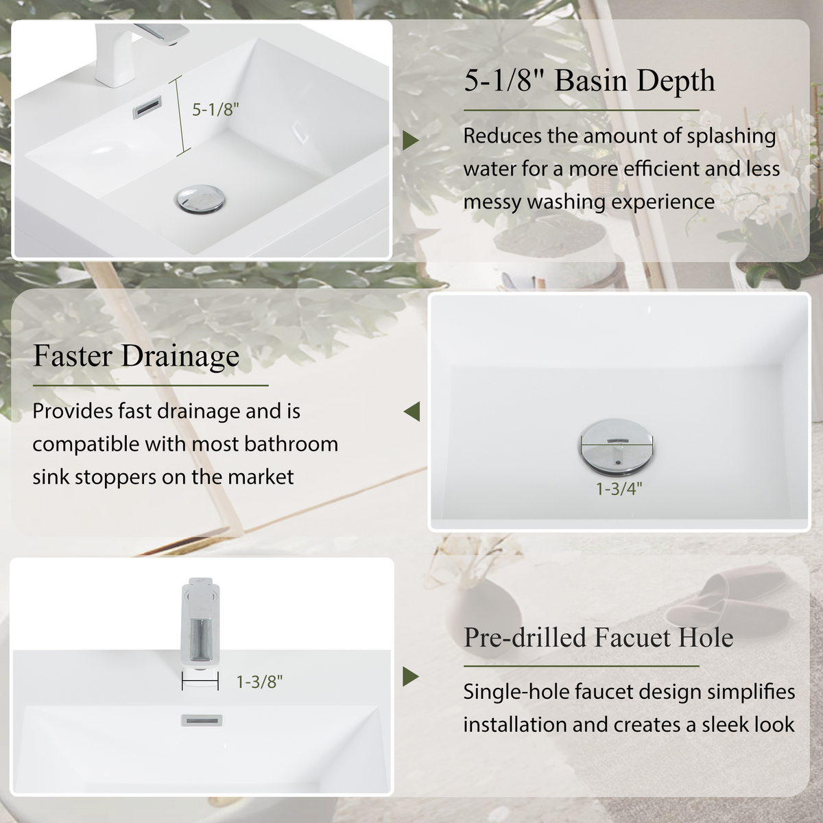 24" Wall-Mounted Bathroom Vanity with Sink and Storage Cabinet