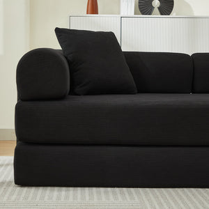 Folding Sofa Bed with Corduroy Upholstery and 2 Pillows