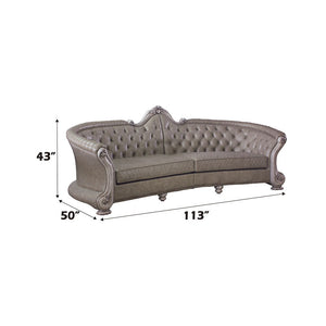 Dresden - 43" Sofa With 5 Pillows - Synthetic Leather & Vintage Bone White