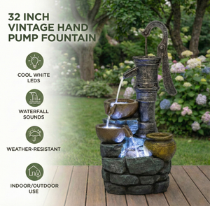 32'' Large Outdoor Fountain with Vintage Pump
