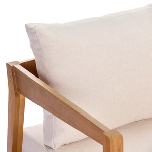 4 Piece Acacia Wood Patio Furniture Set with Soft Cushions