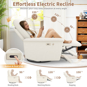 270° Power Swivel Rocker Recliner Chair with Phone Holder
