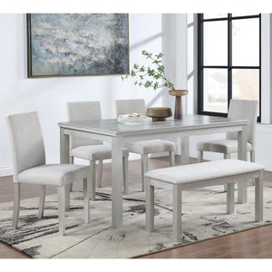 Dining Table Set With Crystal Decoration And Upholstered Chairs
