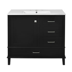 Bathroom Vanity, Modern Bathroom Cabinet With Sink Combo Set, Bathroom Storage Cabinet With A Soft Closing Door And 3 Drawers, Solid Wood Frame