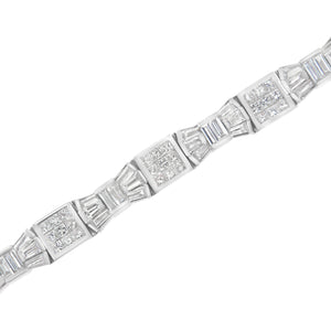 14K Yellow Gold 9.0 Cttw Diamond Alternating Bow and Box Link Bracelet (G-H Color, VS1-VS2 Clarity)- 7"
