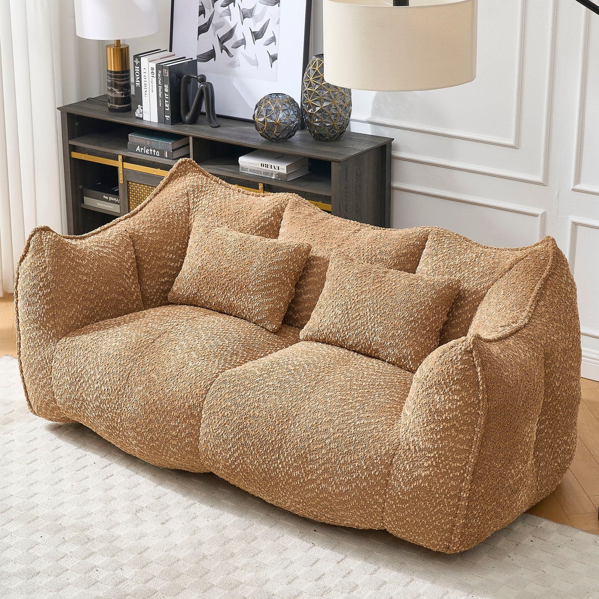 Comfortable Dual Beanbag Chair With High Resilience Foam Core For 2 People