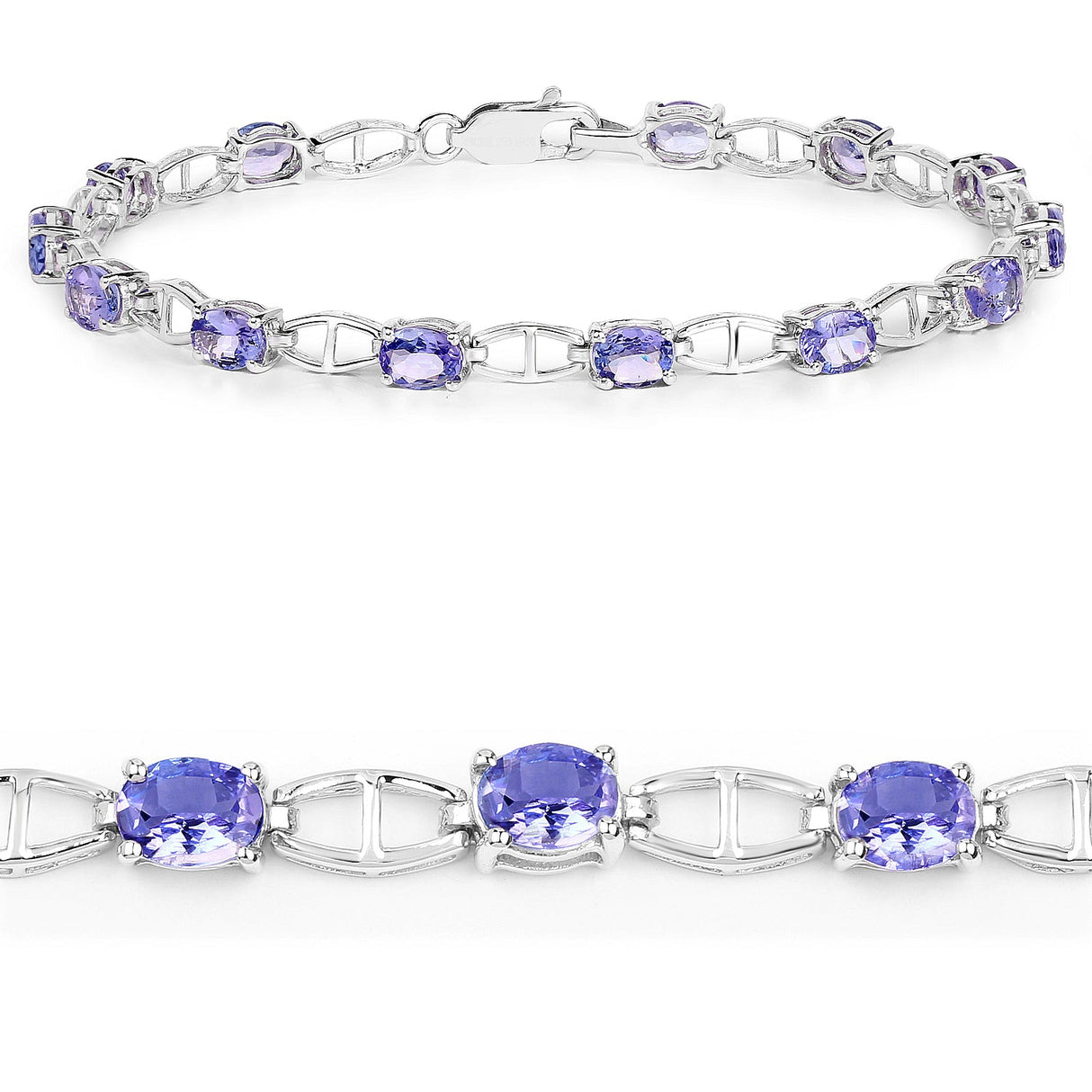 4.29 Carat Genuine Tanzanite .925 Sterling Silver Bracelet