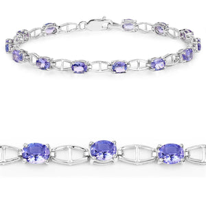 4.29 Carat Genuine Tanzanite .925 Sterling Silver Bracelet