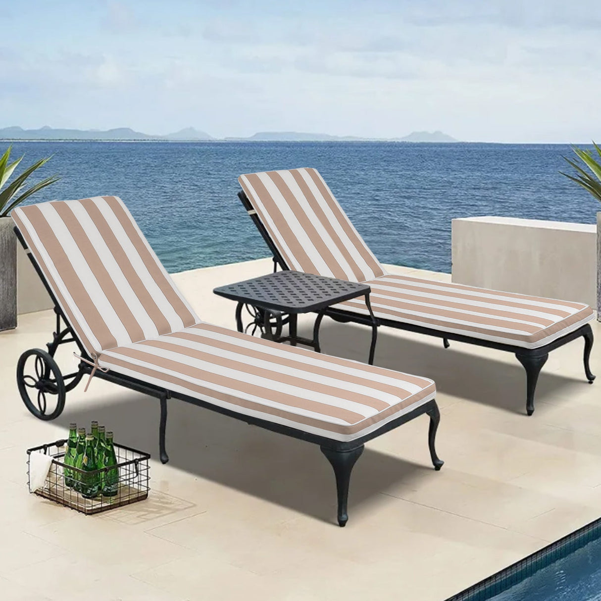 2pcs set outdoor lounge chair cushion replacement patio funiture seat cushion chaise lounge cushion
