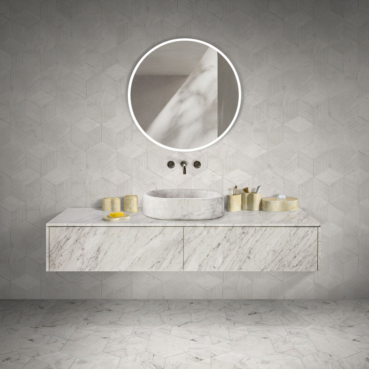 Elegant Natural Marble Bathroom Accessories Set
